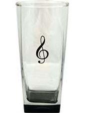 16oz Tall Square G-Clef Glass with Black Tint