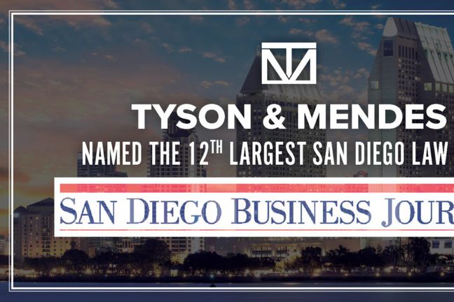 Tyson &#038; Mendes named the 12th largest San Diego law firm